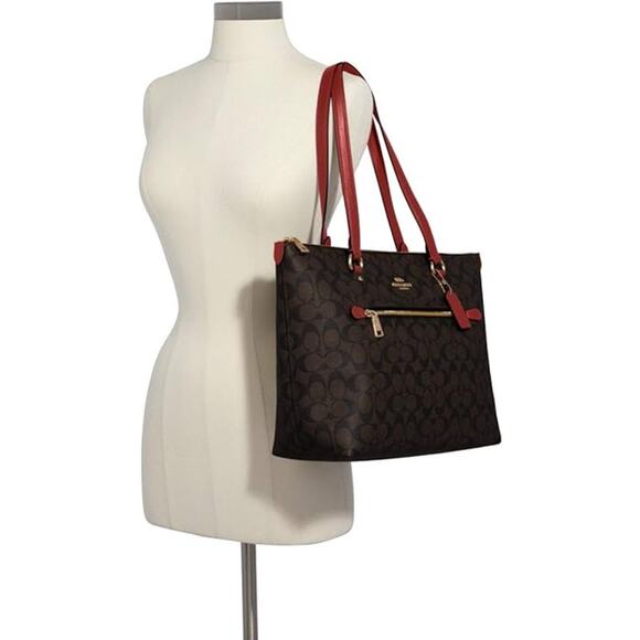NWT Coach WOMEN Gallery Tote Shoulder Bag (IM/Brown 1941 Red) -L - Picture 5 of 5